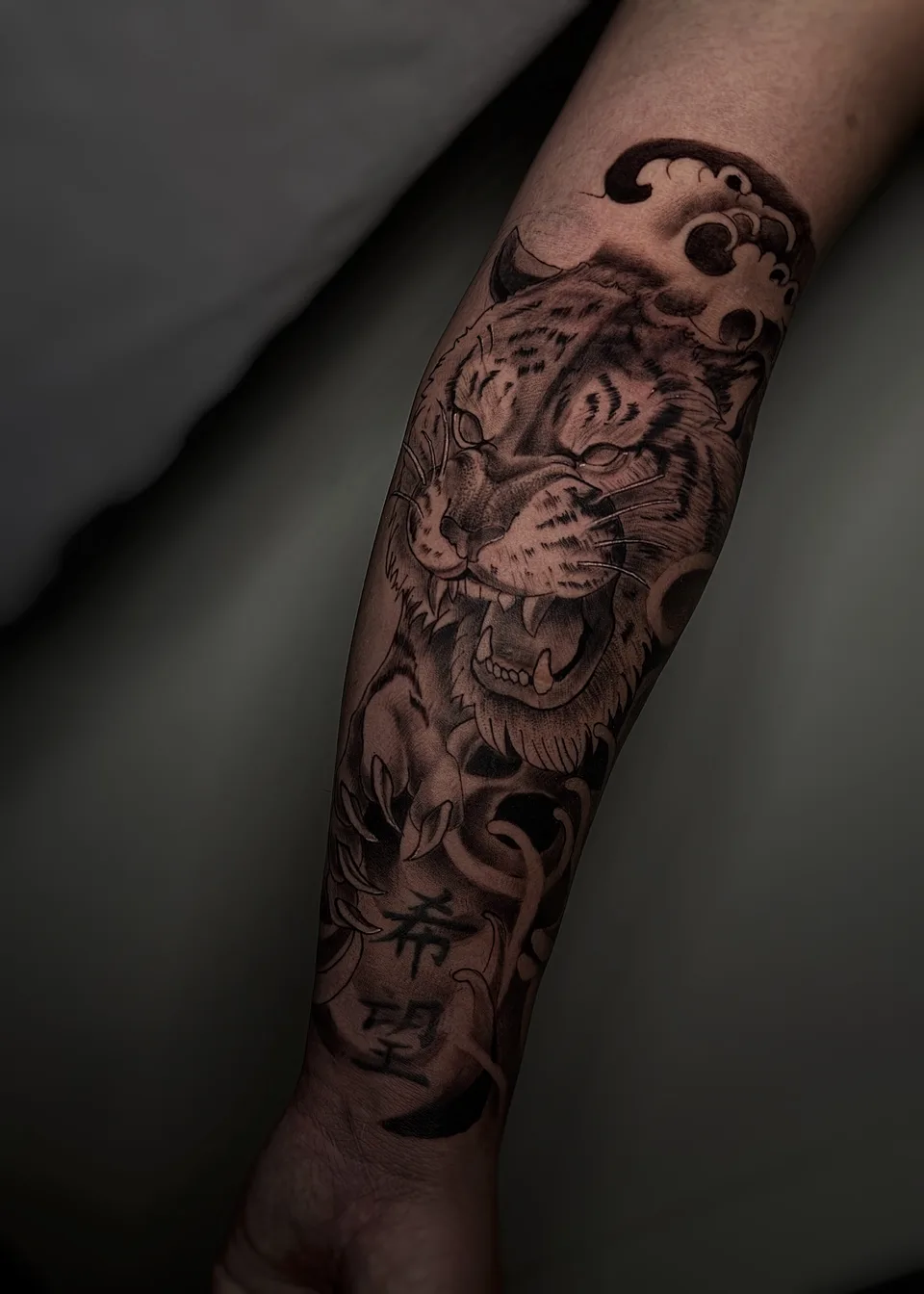 Black and Grey Tiger Tattoo